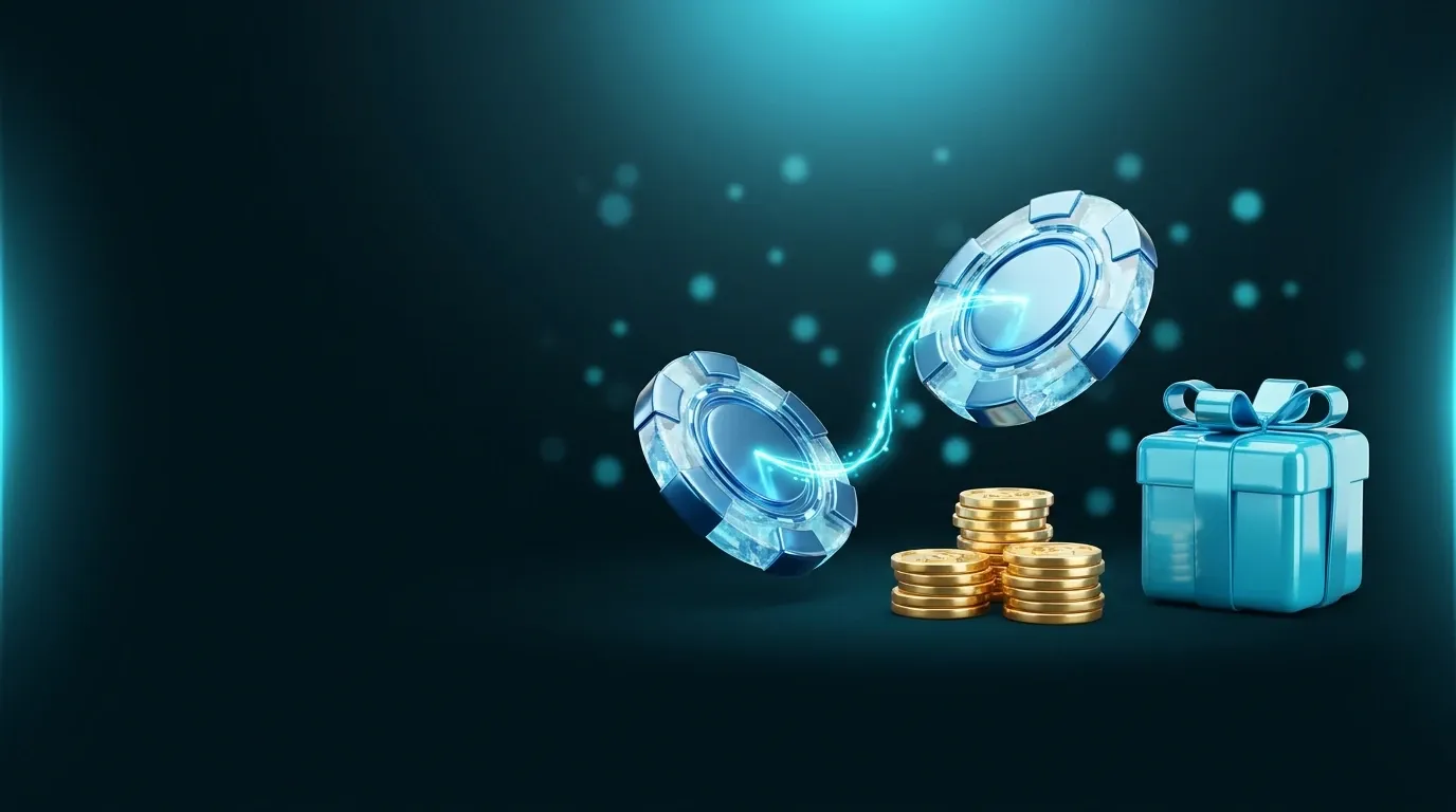 Winna referral scene: linked chips and a key on ink